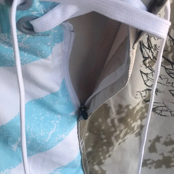 Oakley Blue and Tan Swim Trunks - Picture 4 of 4